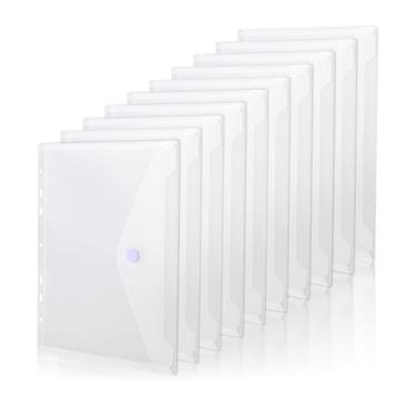 Imagem de BAYTORY 10 bolsos transparentes para fichário, pastas de plástico com fecho de , envelope de fichário de poliéster de 7 furos, pasta de plástico para escola e material de escritório (A5)