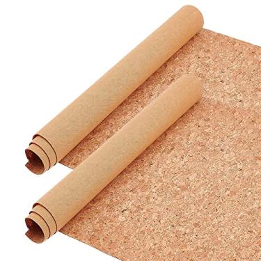 Imagem de BENECREAT Folhas de tecido de cortiça de 134 x 30 cm, tecido de couro de cortiça real natural PU para fazer brincos, bolsa, capa de telefone
