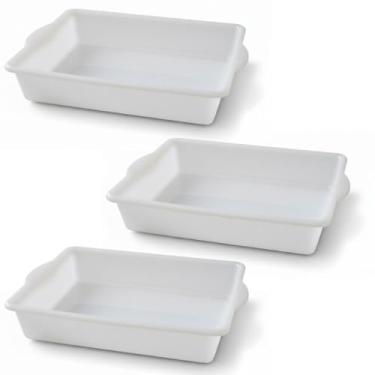 Imagem de Bandeja Plástica Multiuso 4,8 Litros Retangular Branca Reforçada Para Carnes Legumes Frutas e Alimentos em Geral (3)