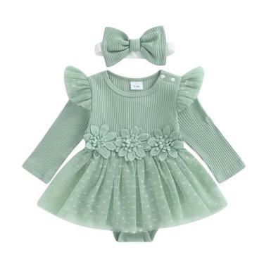 Imagem de Vestido de macacão Hnyenmcko, recém-nascida, menina, 3D, flor, tule