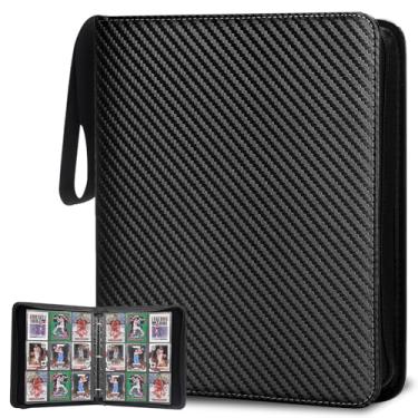 Imagem de Fichário para cartões colecionáveis com 9 bolsos, HYMENEX 720 bolsos, fichário de cartão de beisebol com 40 mangas e zíper para cartões de esportes de jogos organizados