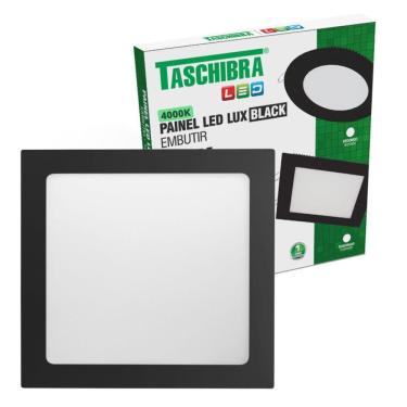 Imagem de Painel De Led Quadrado Embutir 24w Preto Bivolt Taschibra 4000k Luz Neutra