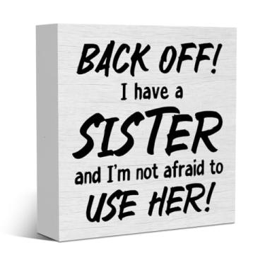 Imagem de Funny Sister Definition Sister Gifts Placa de caixa de madeira rústica, decoração de mesa, suprimentos de decoração de escritório, acessórios de mesa para aniversário, Natal, parede, casa, casa de