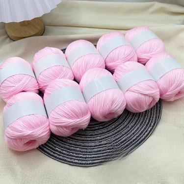 Imagem de Pacote com 1 fio de mistura de seda luxuoso, macio e leve, bege e fio trançado de caxemira - adequado para suéteres, cachecóis, chapéus, cobertores para jovens (rosa)