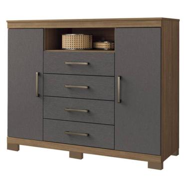 Imagem de Comoda Havana Master com pés Jatobá Grafite Acetinado - Santos Andirá