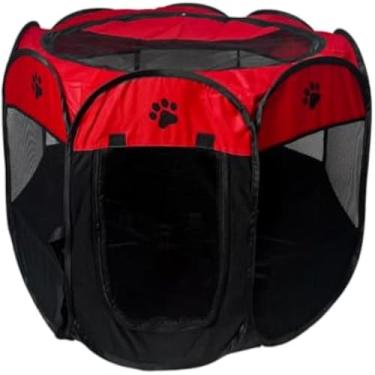 Imagem de Cercado portatil, resistente e dobravel, para caes, espacosos, leve e pratico, azul claro.