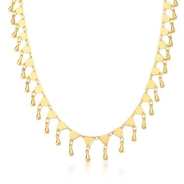 Imagem de Colar choker com pingentes triangulares banhado a ouro-Zarpellon