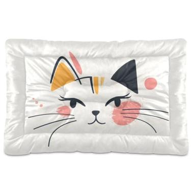 Imagem de Wassud Cama de cachorro com cara de gato fofa, camas grandes para cães ao ar livre, tapete lavável para animais de estimação, cama de gato para dormir, viagens 91 x 61 cm