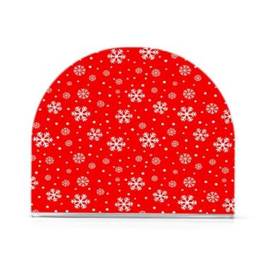 Imagem de Qilmy Lindo suporte de guardanapo acrílico de flocos de neve de Natal, porta-guardanapos para mesas cozinha restaurante decoração de casa, suporte decorativo moderno para guardanapos de coquetel de