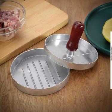 Imagem de Forma para Hambúrguer de Alumínio, 11,5cm Diâmetro x 7,5cm Altura, Antiaderente, Textura Grelha, para Hambúrgueres Caseiros