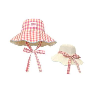 Imagem de Chapéu De Pescador Estiloso De Dupla Face Com Estampa Xadrez Para Verã