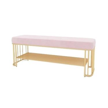Imagem de Armários para sapatos com prateleiras para sapatos Banco de sapatos, banco, com almofada, assento acolchoado, entrada armazenamento, metal para, corredor, mudroom, sala estar(Pink,100 * 35 * 45cm)