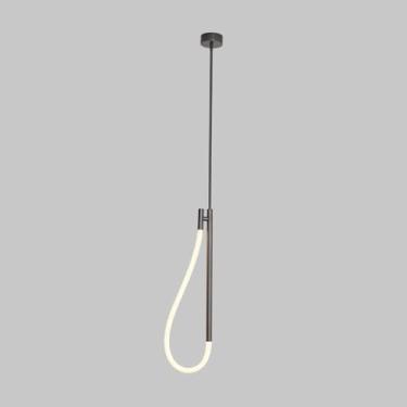 Imagem de Luminária pendente tubular ultrafina e longa, luminária linear de latão com cúpula em formato de mangueira, lustre LED de 14W - 3 cores, luminária de cabeceira suspensa, luminária de teto mo