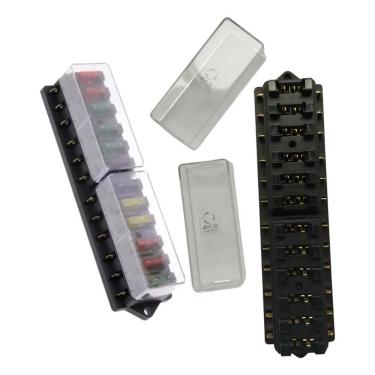 Imagem de 2X Caixa Fusível 12 Vias Tipo Régua Universal Sem Barrament