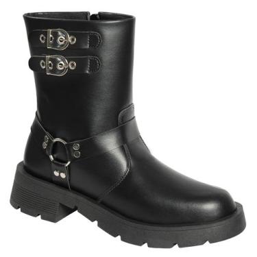 Imagem de Bota Coturno Feminina Cano Médio Tratorado Fivela Plataforma - LAZZLU'