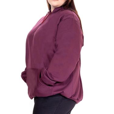 Imagem de Blusa Feminina Plus Size Moletom Canguru Grande Com Capuz Liso Cor:;Tamanho:G5;Gênero:Feminino-Feminino