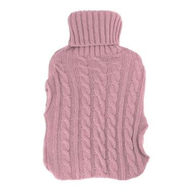 Imagem de Conjunto de capa de malha para bolsa de água quente Grcfumo, bolsa de água quente de borracha, bolsa de água quente com capa de inserção manual para aliviar dores no pescoço, (rosa)