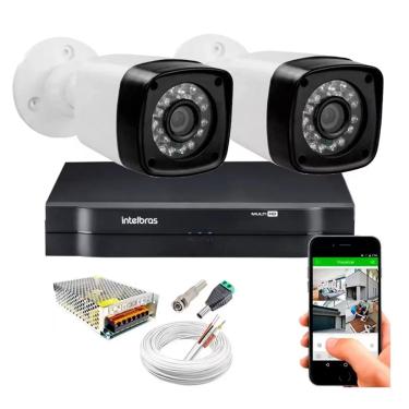 Imagem de Kit 2 Cameras Segurança 720p Full Hd Dvr Intelbras 4ch c/hd