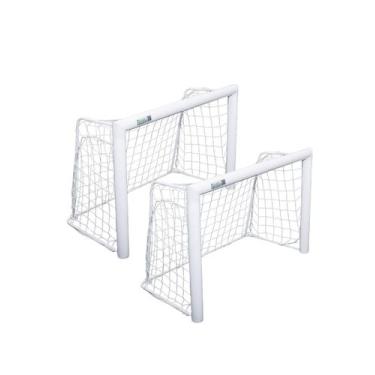 Imagem de Kit Mini Trave Goool 90 Plus Futebol Aço Carbono Encaixe Branco Resist