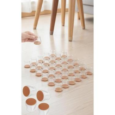 Imagem de 32 Protetores Silicone C/ Feltro Para Pé De Cadeira Incolor - Congratu