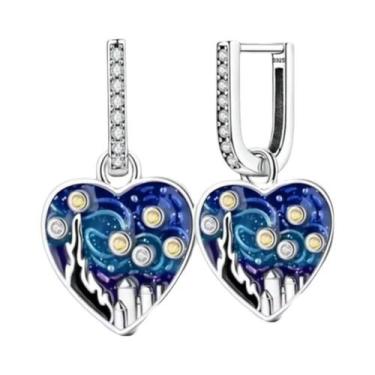 Imagem de Pingentes De Astronauta E Lua Com Céu Estrelado Azul Para Pulseiras, C