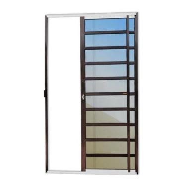 Imagem de Porta de Correr com Travessas 2 Folhas Super Vidro Reflex 210cm x 150c