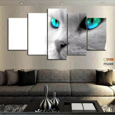 Imagem de Quadros Decorativos Gato Branco 63x130mt em Tecido