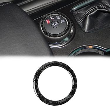Imagem de SUNJIKA Compatível com 1 peça de fibra de carbono multimídia botão acabamento capa acessórios de carro para Ford Explorer 2013 2014 2015 2016 2017 2018 (preto)