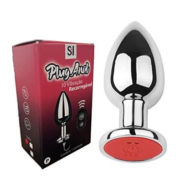Imagem de Plug Anal que Vibra em Aço com 10 Vibrações com Controle Remoto Recarregável Tamanho P 7cm x 2,7cm
