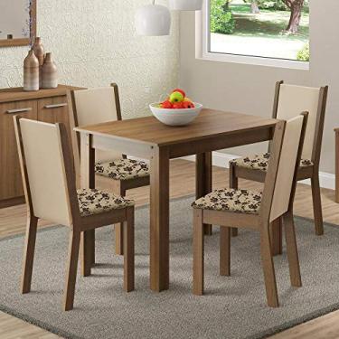 Imagem de Conjunto Mesa de Jantar e 4 Cadeiras Estofadas Rustic-Floral Cíntia Madesa