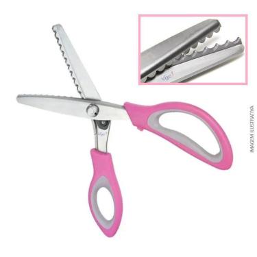 Imagem de Tesoura Profissional Escalope Tecido Papel Eva Couro ROSA