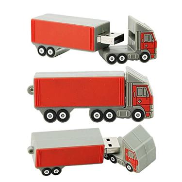 Imagem de Unidade flash USB em forma de caminhão de 32 GB, disco em U, dados USB 2.0, disco flash USB, cartão de memória, pen drive, dispositivo de armazenamento, unidade USB, disco flash de armazenamento externo (cinza)