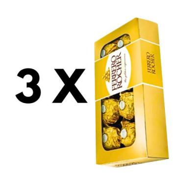 Imagem de Kit Chocolate Ferrero Rocher T8 - 3 Caixas Com 8 Bombons Cd