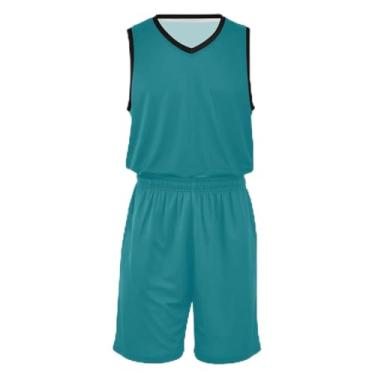 Imagem de Camiseta de basquete infantil gradiente laranja azul, ajuste confortável, camiseta de treino de futebol 5 a 13 anos, Azul pavão, XXG
