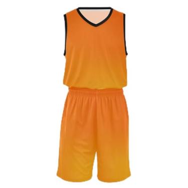 Imagem de CHIFIGNO Camiseta de basquete infantil pêssego, respirável e confortável, camiseta de treino de futebol 5T-13T, Gradiente laranja a amarelo, GG