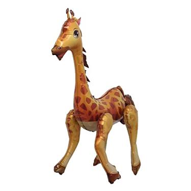Imagem de 4D Walking Balloons Animal Foil Balloon Zebra Giraffe Ballon Jungle Forest Zoo Theme baby shower Birthday Party Supplies (4D giraffe)