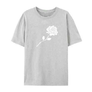 Imagem de Camiseta com estampa rosa para esposa para homens e mulheres por amor, Cinza claro, G