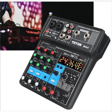 Imagem de Mixer de áudio profissional,4/3/2 canais Mixer de placa de som com Bluetooth, entrada USB para PC Fonte de alimentação fantasma de 48V para música, Podcast, Mixers para DJ e VJ (4 canais)