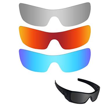 Imagem de Fiskr Lentes polarizadas de substituição para óculos de sol Oakley Batwolf(OO9101) com revestimento antiarranhões, água salgada e antipoeira (prata, vermelho e azul)