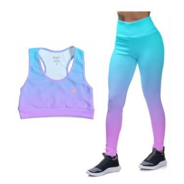 Imagem de Kit Top Cropped Treino Conjunto Academia Calça Legging Confortável Gin