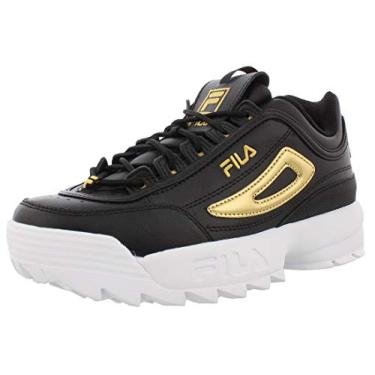 Imagem de Fila Kids Disruptor II Metallic Flag Sneakers (5.5, Black/White/Metallic Gold)