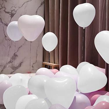 Imagem de STIMULATE SZXXZZMY 50 10-inch White Color Heart shaped Latex Balloons for Valentines Day,Propose Marriage,Wedding Party.