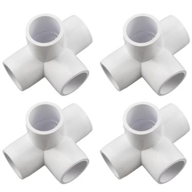 Imagem de 4 peças de conectores de PVC de 1/5.1 cm - Conexões de tubulação duráveis de 4 vias Juntas de cotovelo de PVC para tubos de 1,27 cm, ideais para aplicações de encanamento versáteis
