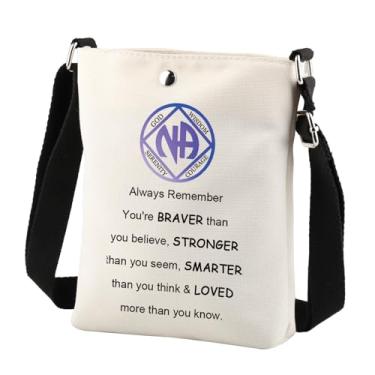 Imagem de Na Sobriety Bolsa transversal Na Recovery Gifts Sobriety Narcóticos Anônimos Presente Celular Bolsa transversal Na Addiction Gifts, Branco
