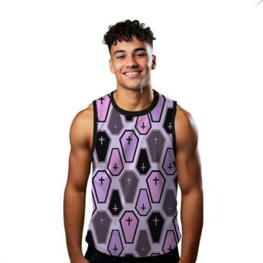 Imagem de Camiseta Algodão Regata Verão Estilo Moda Praia Caixão Rosa Cartoon 12