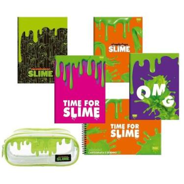 Imagem de Kit 4 Brochurão Slime + 1 Desenho + Estojo Slime - Foroni, Slime