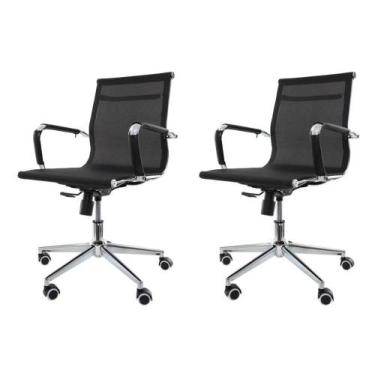 Imagem de Kit 2 Cadeiras de Escritório Diretor Mesh Preta - Cadeiras INC, Preto