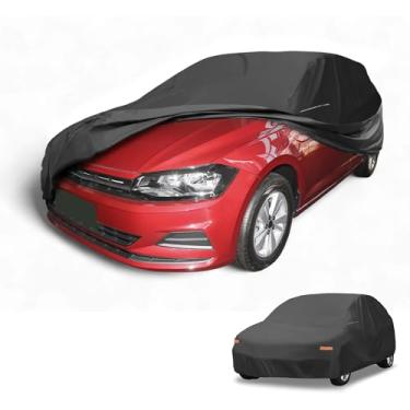 Imagem de Partuto 1 peça capa universal para carro à prova d'água para todos os climas, automotiva, externa, anti-UV, proteção contra chuva e chuva, cobertura externa completa 210D-PU preta adequada para