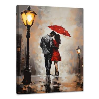 Imagem de Arte de parede em tela romântica para casais impressões em tela modernas arte de parede romântico casal amantes andando na rua para sala de estar quarto 30 x 40 cm