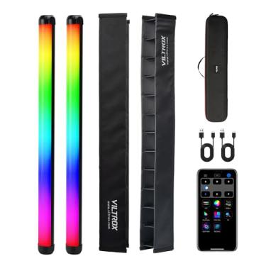 Imagem de Pacote com 2 varinhas de luz RGB de 20W, tubo de iluminação fotográfica LED 1920LM 2500K-8500K, aplicativo para smartphone, efeito de 26 luzes para gravação de videoconferência, YouTube, estúdio,